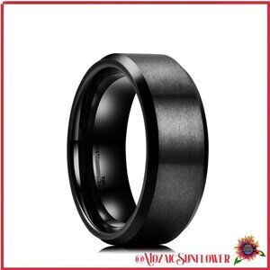 Stainless Steel Hypoallergenic Black Matte Finish Men's 8MM Ring Size 10 NWT